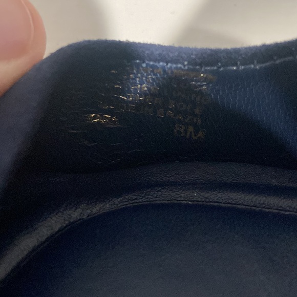 Antonio Melani Blue Heels w/ heel top piece gold Size 8m EUC worn twice leather - Picture 8 of 16